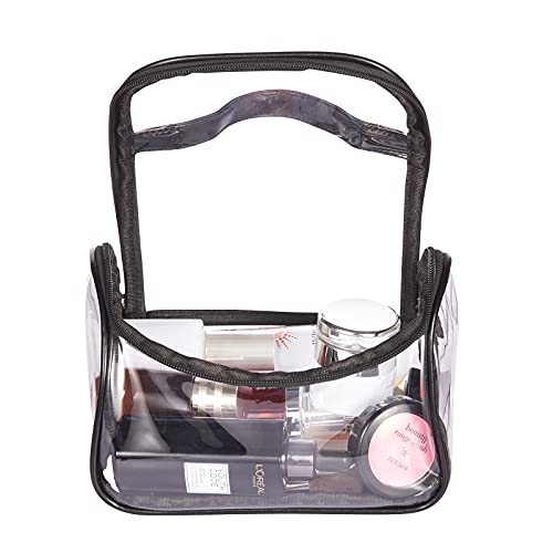 Heavy Duty Clear Cosmetic Bag Waterproof Transparent Travel Makeup Toiletry Organizer Bag (Black) #TOP6