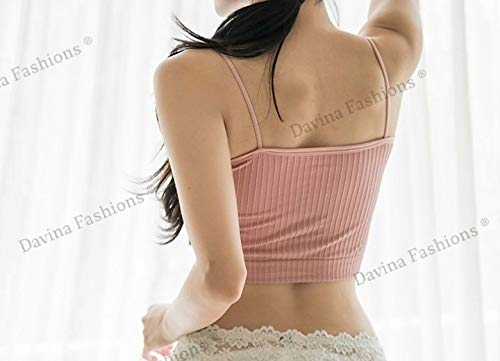 DAVINA FASHIONS Camisole Sports Yoga Tank top with Straps for Women's and Girls Free Size (26 to 34 Bust-Size) (Removable Pad) (Standard, Pink Linning + Grey Linning((Pack of 2), Free Size) 2