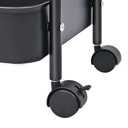 MAGNA RETAIL 3-Tier Slim Metal Trolley on Wheels | Storage Shelves | Makeup Storage | Cleaning Trolley | Shelves Unit | Utility Cart | Cleaning Caddy | Metal Rolling Cart (Black) - Image 3