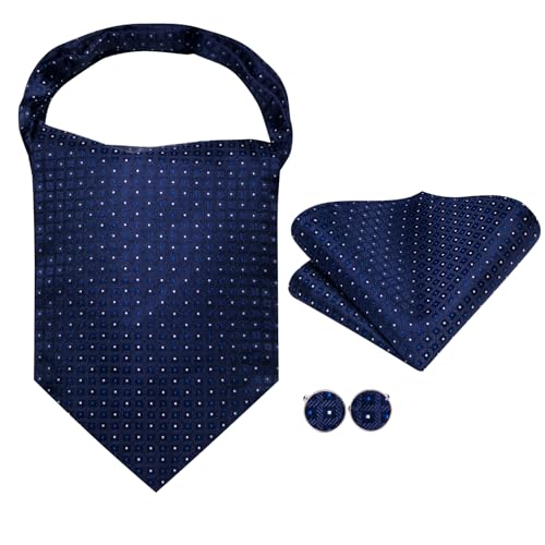 Image of Dubulle Paisley Floral Ascot for Men Self Tie Mens Cravat and Pocket Square Cufflinks Wedding
