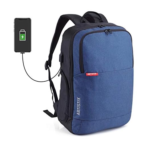 Artistix Philon 15.6” USB Charging Backpack for Laptop, Anti Theft Casual Daypack (Blue)