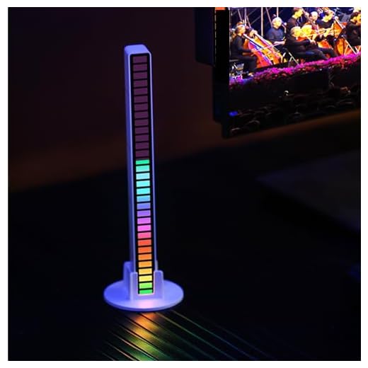 LuminKing Barre LED musicale – Synchronisation avec la musique et affiche plusieurs motifs de lumière pour les niveaux, style rétro, batterie rechargeable avec USB, très légère et portable, RVB