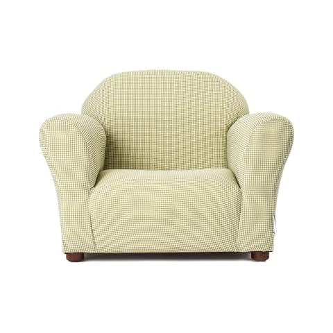 Keet Roundy Kid's Chair Gingham Kids Chair, Comfortable and Durable Kids Chair, Kids Armchair Easy to Coordinate, Kids Bedroom Chair, Comfy, Ages 2-5 Years, Kid Sofa Chair, Green Cover
