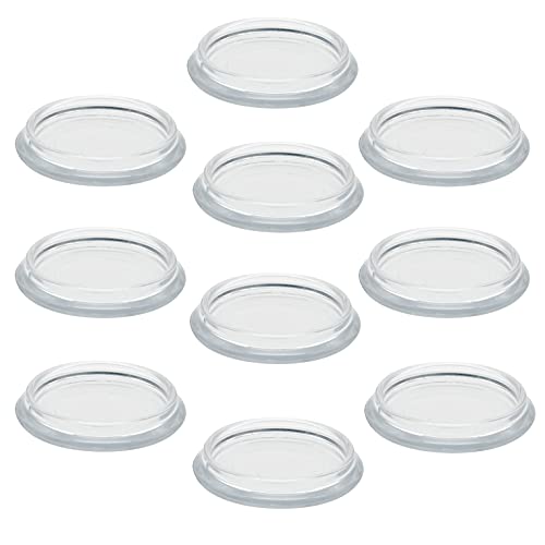 Enkotrade 10 Stück Möbeluntersetzer transparent, Ø 23 mm, Möbelschutz aus hochwertigem Kunststoff (Polystyrol), Möbelgleiter, Stuhlgleiter, Bodenschoner