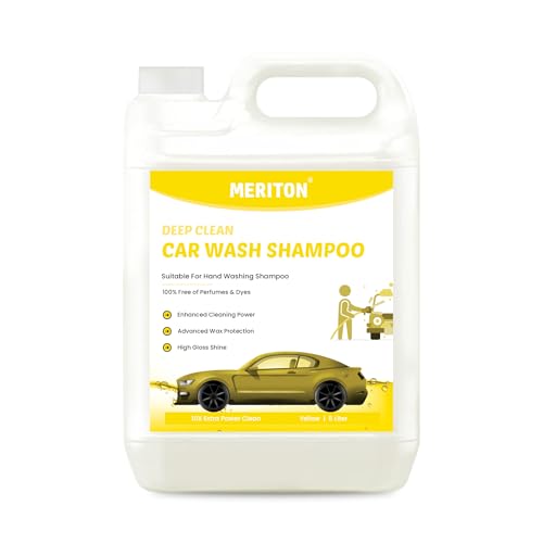 Image of Meriton 5 Liter Car Wash Shampoo - Concentrate | pH Neutral Formula | Enhanced Cleaning Power | High-Foam Deep Cleaning | Wax Protection | High Gloss Finish | Ideal for Hand Washing