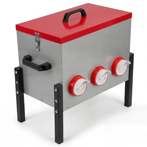 Aeroflexa Mangeoire Poules Anti Nuisible Grande Capacité 15 kg (33 lbs), Futterautomat Hühner mit 6 Löchern aus Metal pour Poulets/Canards/Oies, Poulailler Extérieur/Ferme