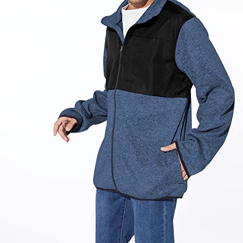 Arcthlex Men's Lightweight Jacket With Full Zipper Classic Color Block Casual Jackets Three Pockets For Hiking Nights Morning Blue Medium #TOP4