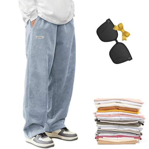 Mokaloha Mens Corduroy Pants, Men's Fashion Vintage Sports Corduroy Fabric Logo Embroidered Trousers