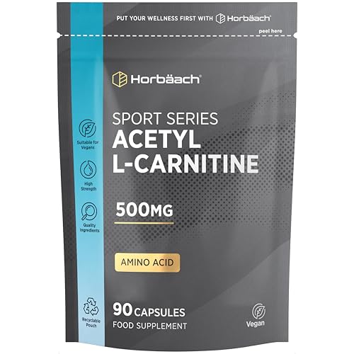 Acetyl L-Carnitine 500mg | 90 Vegan Capsules | High Strength ALCAR Supplement | Amino Acid | by Horbaach