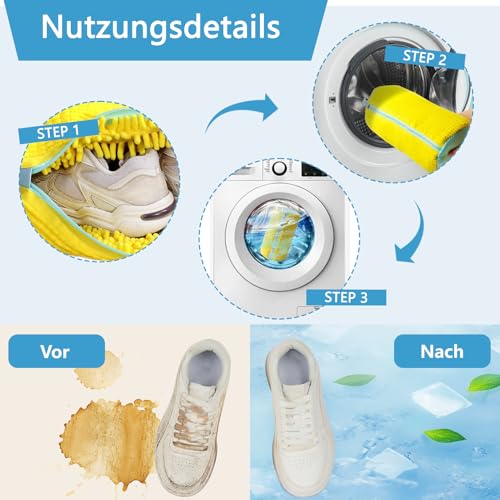 2 Schuhwaschbeutel Waschmaschine Schuhbeutel Wäschesack Waschbeutel Schuhe Sneaker Multi Schutz Wäschenetz Selbstreinigende Schuhe Dicker Wäschesack Erhöhte Reibung(Gray)