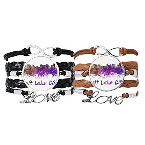 Pulsera de cuero Salt Lake City con acabado artístico fino