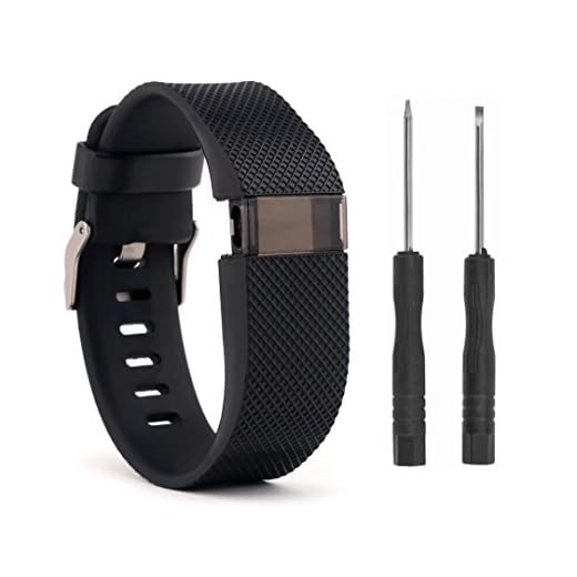 VAN-LUCKY silikon reserv band armband armband för Fitbit Charge HR bandtillbehör stor (passar inte Fitbit Charge 2) Svart L