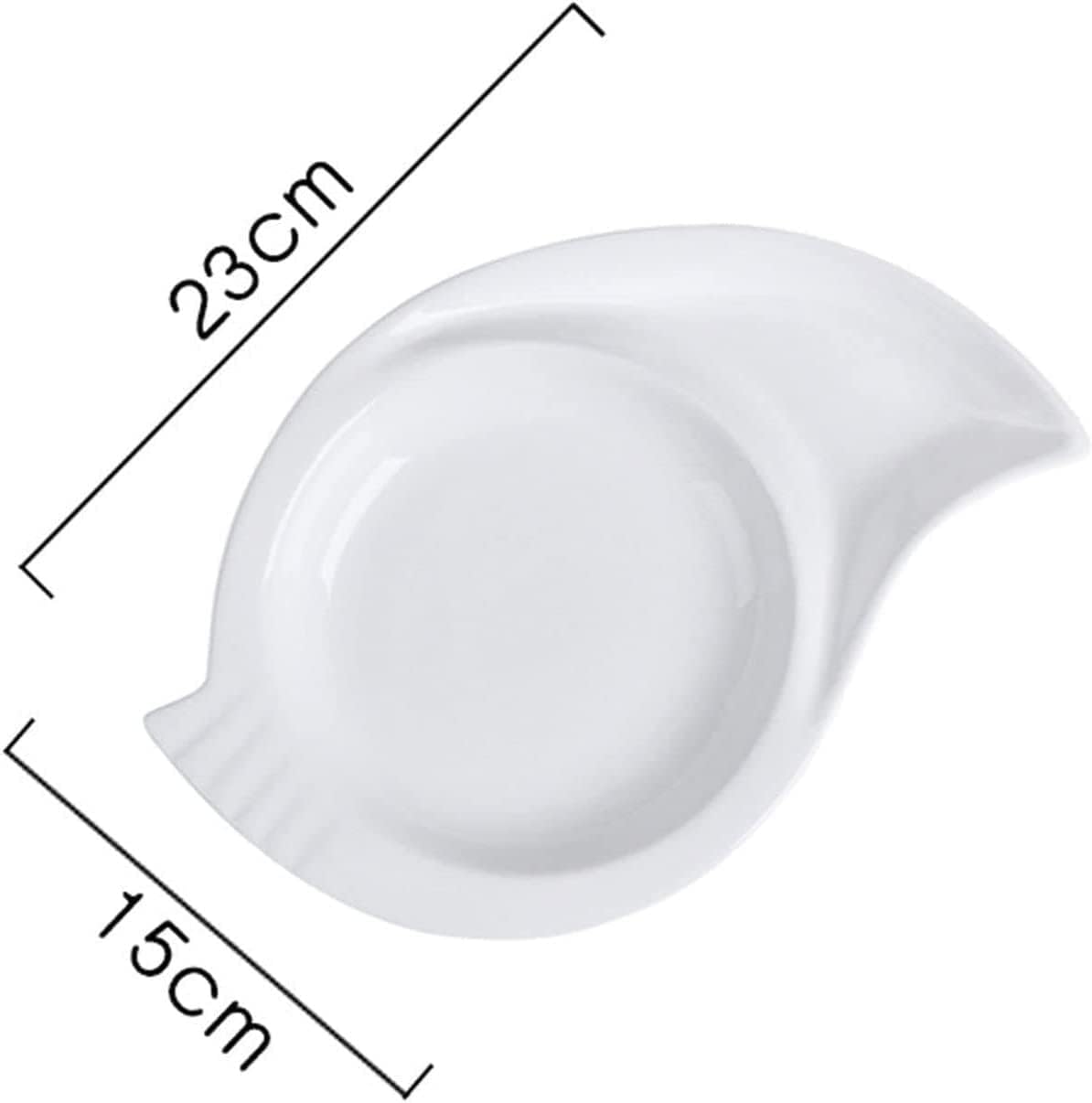 Dumpling plate with sauce dish,Fries Dish,Ceramic Chip and Dip Bowls, Dip and Chips Serving Dish, Chip Dip Serving Platter, Fits Sushi, Dumpling, Snack-9Inch (Color : Bianco, Size : 9Inch) (Color : W