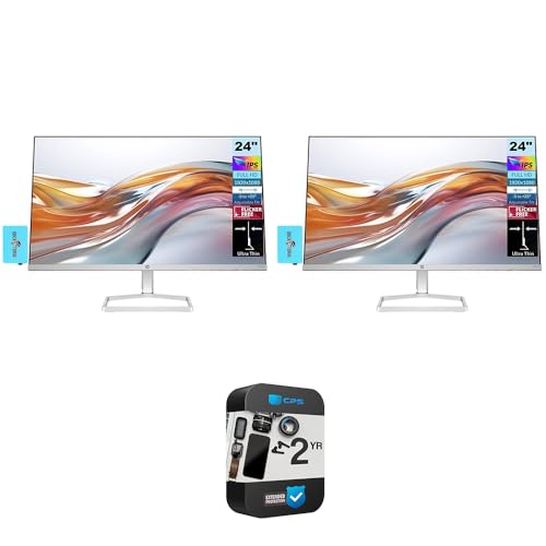 HP 94C21AA 524sw Series 5 23.8" FHD 1080p 16:9 5ms 100Hz IPS Dual Monitor Bundle with 2 Year CPS Enhanced Protection Pack