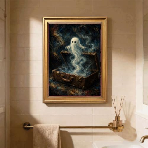 Ghost in Suitcase Framed Canvas Wall Art Gold Vintage Framed Wall Decor — view 4