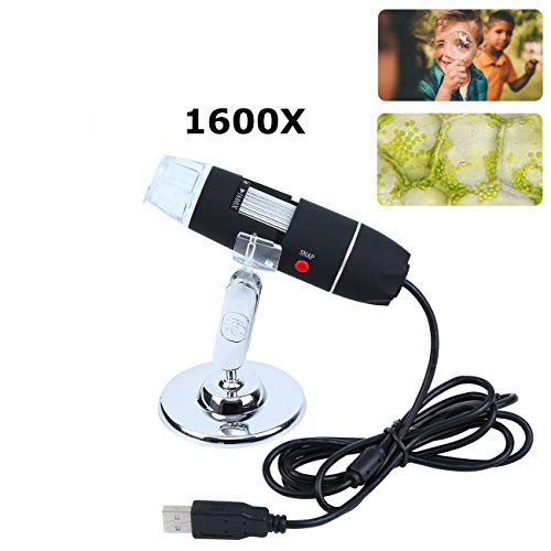 Yonntech Microscope numérique à 8 LED 1600 x HD avec support compatible avec Windows PC, Mac et tablette