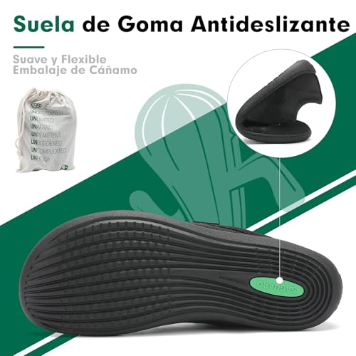 Miniatura 6 de Saguaro Zapatillas Barefoot Hombre Mujer Calzado Minimalistas Transpirable Y Antideslizante Zapatos Descalzos Casuales Zapatillas De Trail Para Caminar Gimnasio, Luck , Negro, 44 Eu