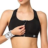 Yvette Damen Sport BH Starker Halt Vorderverschluss Gepolstert Ringerrücken Lauf Joggen Reiten Bra