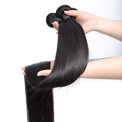 Datanala Straight Human Hair 1Bundle Straight Brazilian Virgin 100% Unprocessed Straight Human Hair Long Inch Single Bundles Natural Black Color For Black Women (26Inch - Image 3