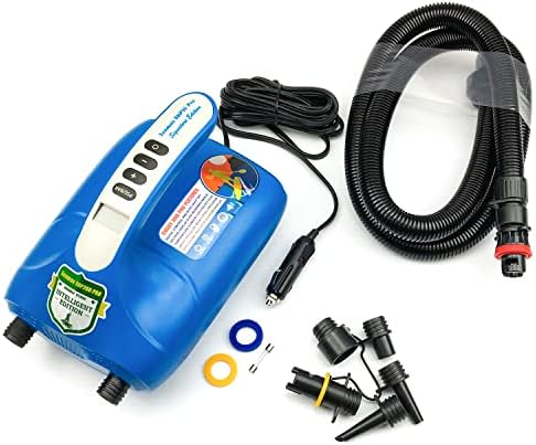 Seamax SUP Electric Air Pump for Inflatable Paddle Board, Max 20 PSI, Additional Fittings Included, Pro Edition Built in Temperature Sensor and Voltage Meter - Free Upgrade to SUP20D