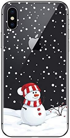 BoomTeck Case for iPhone Xs Christmas, Slim Fit iPhone X/iPhone Xs Case Ultra Thin Clear Design Transparent Flexible Cover Xmas Winter Snowman Snowflake Pattern Soft TPU Rubber Protective Case (5.8")