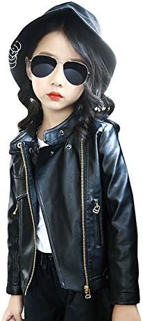 Girls Leather Bomber Jacket Motorcycle Cool Coat Outwear