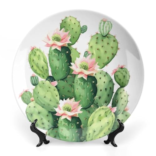 Assiette décorative en céramique verte avec son support vertical
