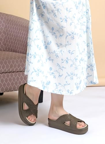 Image of ICONIC Women Sandals with Super Soft Insole | Ergonomic Footbed | Lightweight | Platform Heel | Cushioned Sole | Suggested by Doctors l Latest, Stylish and Trendy Slip-On for Girls and Ladies