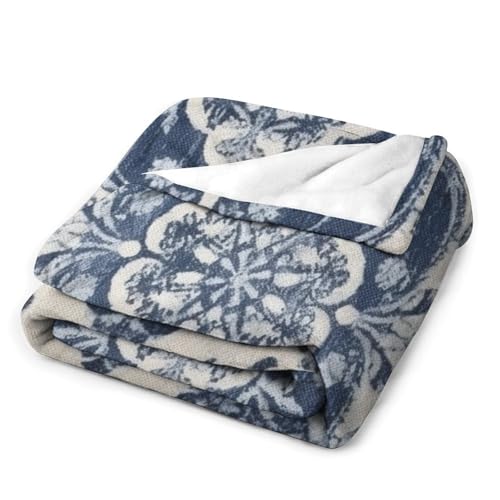 Couverture damassée bleue flanelle chaude grand jeté de lit - 4
