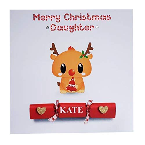 Handmade Cards by KDPERSONALISED CUTE RUDOLPH REINDEER CHRISTMAS CARD. Personalised children’s Xmas greeting card for Daughter, Son, Granddaughter, Grandson this festive season. FREE POSTAGE
