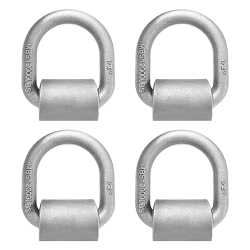 Weld on D Ring Heavy Duty Trailer Truck D Ring 4-Pack Trailer Tie Down Anchor 1/2 Stake Pocket D Ring Forged Steel D-Rings with Welding Clip