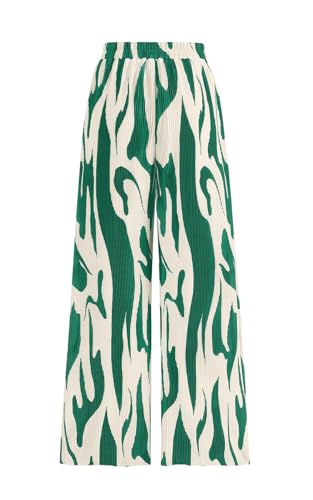 Image of PRETTYGARDEN Womens Pants Dressy Casual Wide Leg Graphic Print Lounge Pants Women Comfy High Waist Pleated Palazzo Pants