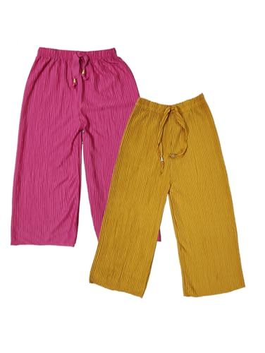 Image of CUBIHEXA Girl's Self Design Palazzo Pack of 2