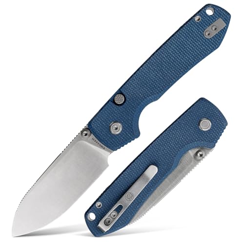 Image of Vosteed Raccoon2.0 EDC Folding Pocket knife with Clip, Top Liner Lock Knife with 3.25 inch Sandvik 14C28N Steel Blade, Micarta Handle for Camping, Hiking - A2905