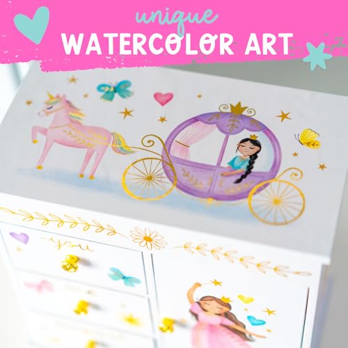 Giggle & Honey GHB1508 Princess Musical Jewelry Box For Girls - Kids Music Box With Drawers, Fairytale Gifts For Girls Birthday, Princess Jewelry Boxes thumb #4