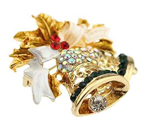 Broches pour femmes broche dorée cloche sauvage en strass et cristal de noël