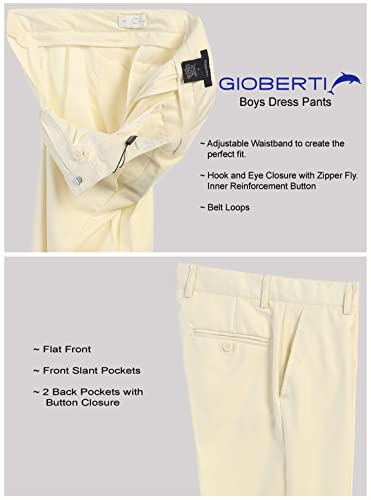 Gioberti Boys Flat Front Dress Pants, Off White, 4T