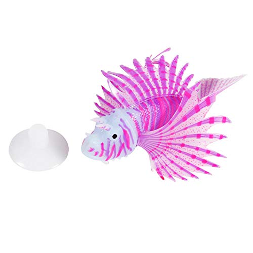Zerodis Fish Tank Ornament, Silicone Simulation Fish Ornament Luminous Fake Lionfish Decoration Aquarium Fish Tank Decoration(Purple)
