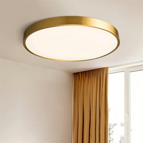 Lámpara colgante de latón con luz LED fina para comedor moderno