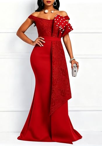 Image of Floor-Length Pearl Sleevelevess A-Line Women's Maxi Dress Long Dress
