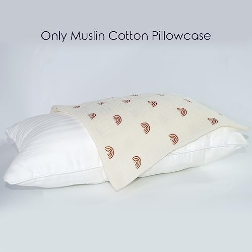 Image of Organic Cotton Muslin Mini Pillowcases with Envelope Design,2 Pack Ultra Breathable Kids Toddler Pillowcases for Boys and Girls- 13 x 18 inches (Rainbow)