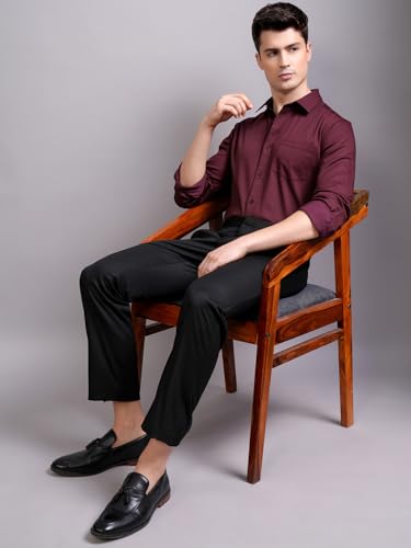 Image of Highlander Men's Slim Fit Formal Shirt | Solid Formal Shirt for Men | Comfortable Fabric | Stylish Design for Everyday Use & Office Wear
