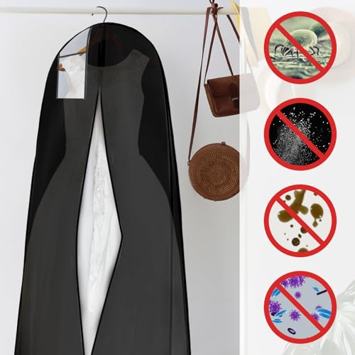 Windyun 6 Pack Wedding Dress Garment Bags 71'' Dress Bags for Gowns Long with 9" Gusseted for Travel Hanging Clothes Storage (Black)4