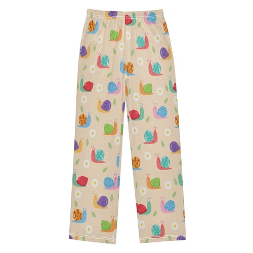 Snail Daisy Flowers Boys Long Pants Soft Trousers Elastic Waist Kids Lounge Bottoms with Pockets S-XL