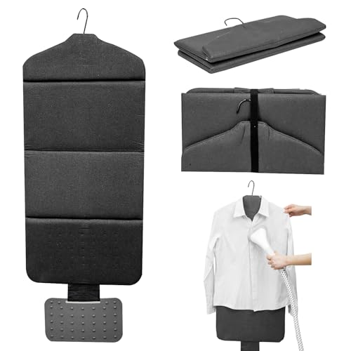 Honvivid Foldable Steamer Board for Clothes 35.62x15.75inches Ironing Mat with Silicone Iron Pad Portable Steamer Pad for Steaming Clothes Black