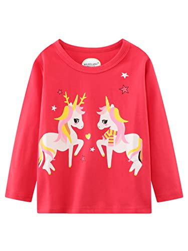 Image of Girl Long Sleeve Shirts Christams Tops Tees Cotton Casual Stripe Crewneck Graphic Jersey Tunic T-Shirts 3 Packs Sets