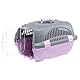 Ferplast Transportbox Katze Rider, Hundetransportbox kleine Hunde und Katzen bis 7 kg, stoßfeste transparente Tür, Lüftungsschlitze, Hartschalen Transportbehälter, 34 x 50,7 x h 30 cm, Rose