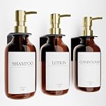 Shampoo Dispenser for Shower Wall, Shampoo and Conditioner Dispenser with 16 Waterproof Labels, No Drill Shower Soap Dispenser Bathroom, Shower Soap Dispenser Wall Mounted, 500ML, 3 Pack, Gold Amber