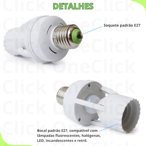 Kit 2 Soquete Sensor De Presença Lâmpada Bocal E27 110V/220V