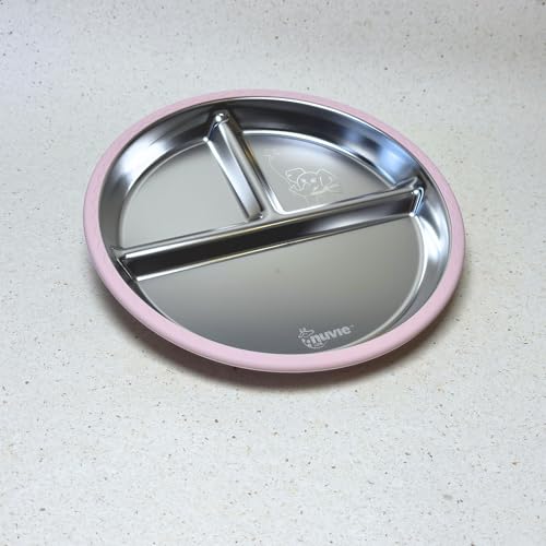 Image of Feeding Set of 3 for Kids | Suction Plate, Suction Bowl, Cutlery Spoon Fork | Stainless Steel | Easy Grip |Self Feeding Set for 6m+ | Dishwasher Safe (Rosebud)